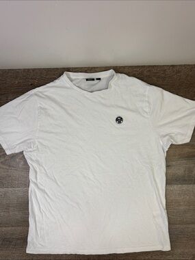 North Sails Logo White Cotton T-Shirt Men’s Large Nautical Sailing Tee